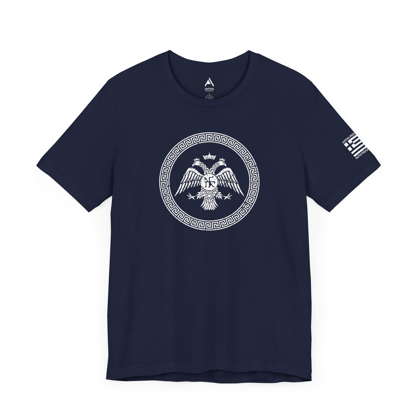 PALAIOLOGOS DYNASTY EAGLE T-SHIRT - GREEK FLAG LEFT SLEEVE LOGO 🇬🇷