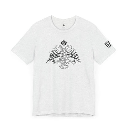 ORTHODOX DOUBLE-HEADED EAGLE T-SHIRT - GREEK FLAG LEFT SLEEVE LOGO 🇬🇷